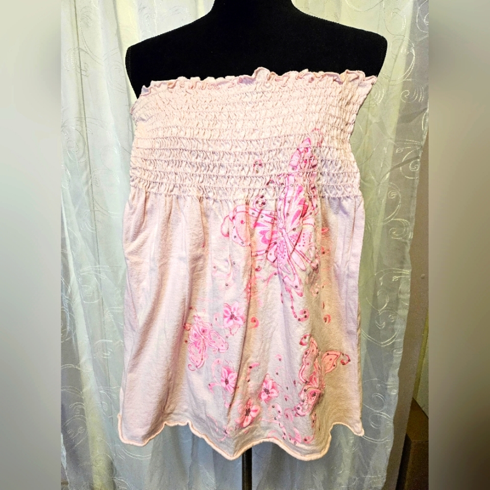 Pink strapless top